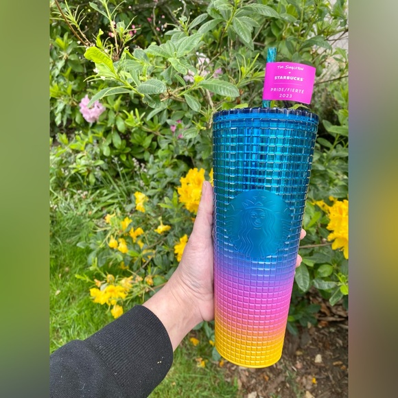 Starbucks NWT + Tim Singleton PRIDE Rainbow 24oz Gridded Tumbler “Kevin” - Picture 5 of 6
